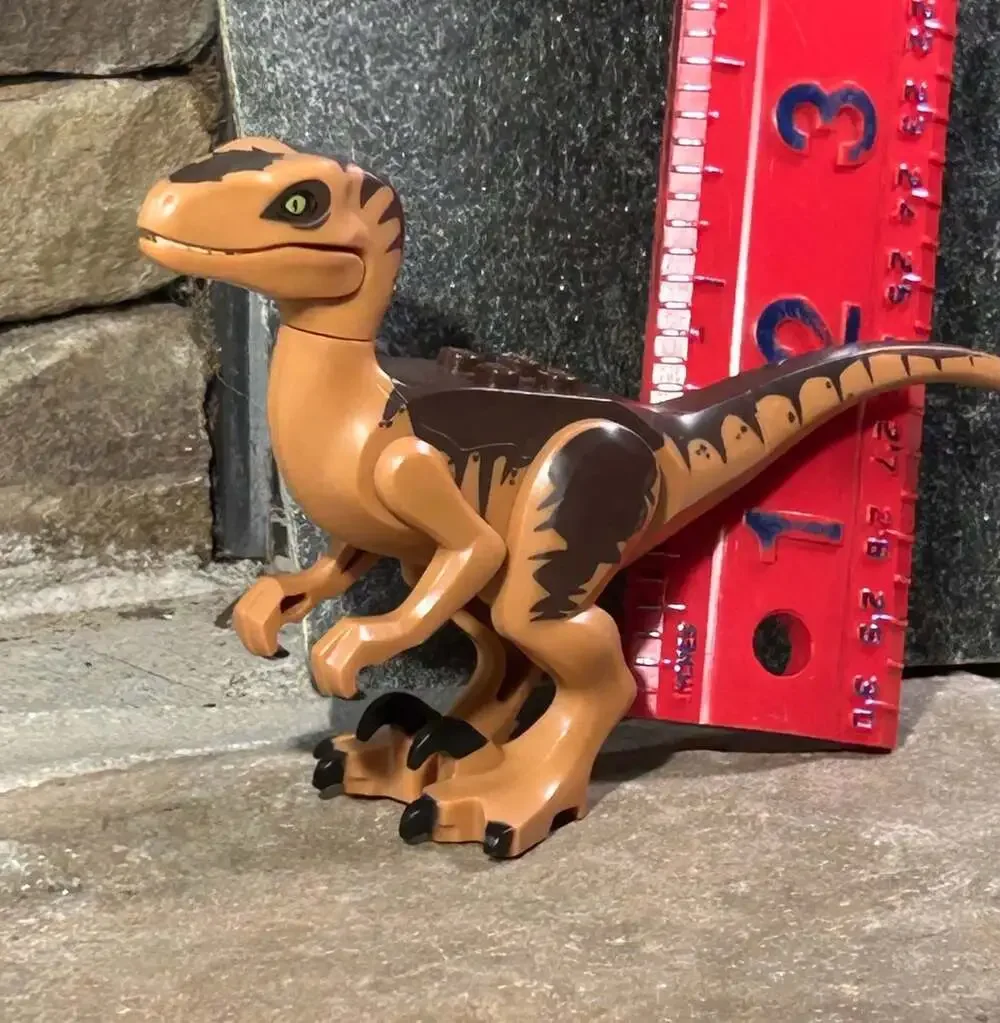 Lego Jurassic Park Minifigure Dinosaur Velociraptor Tan Dark Brown 75932! Read !